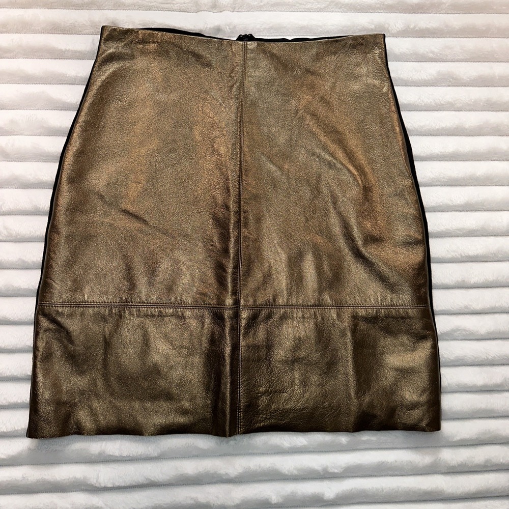 Amanda Uprichard Leather Front Mini Skirt Copper  Size‎ Small